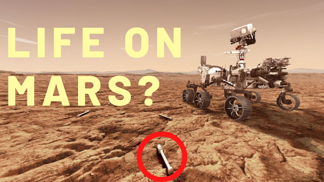 Mars surface with futuristic structures suggesting intelligent life