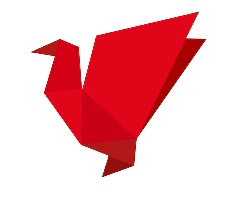 Red origami bird symbolizing Japan
